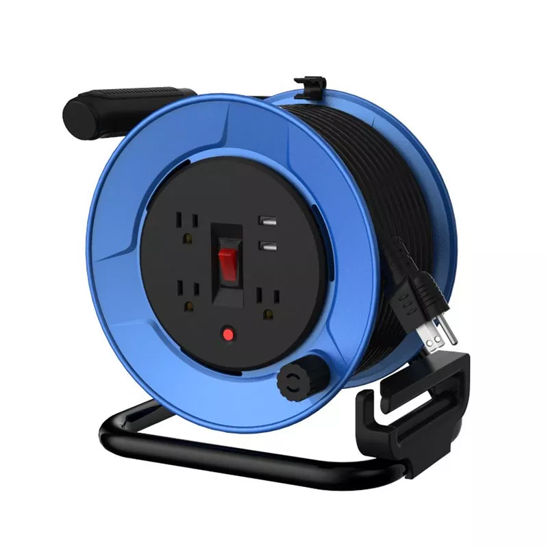 3 outlet plastic usb2.4a cord reel 50ft with overload protection 3 outlet plastic usb2.4a cord reel 50ft with overload protection