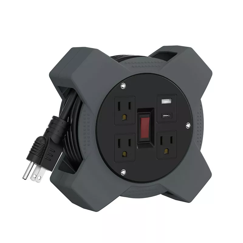 3 Outlet na Usb Plastic Cord Reel 20ft 3 Outlet na Usb Plastic Cord Reel 20ft