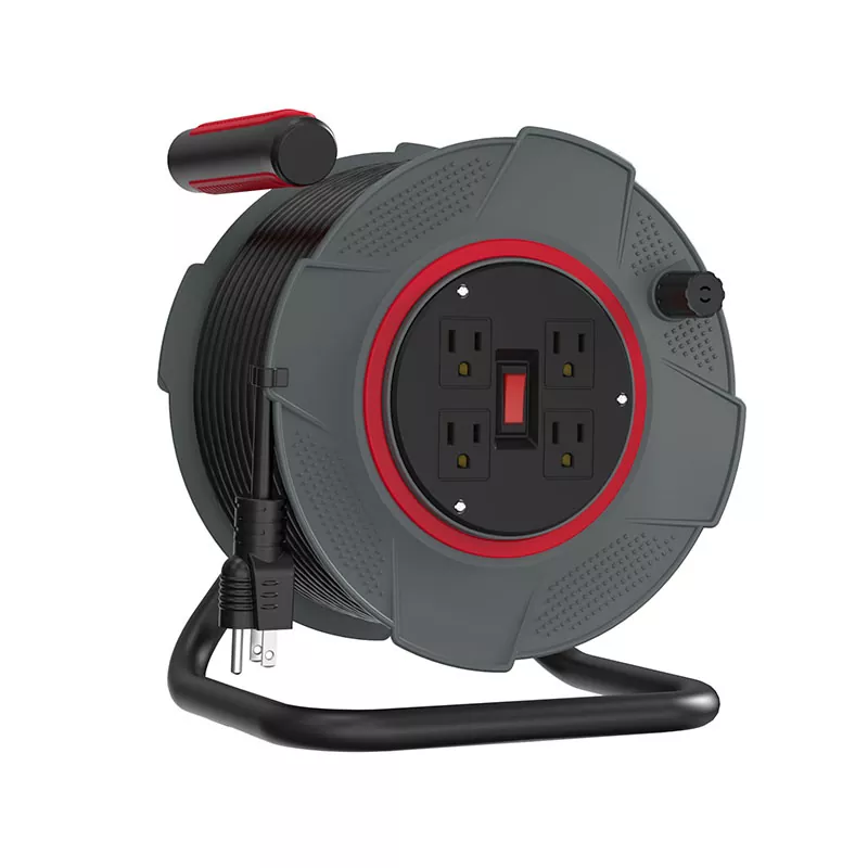 4 outlet plastic cord reel 80ft