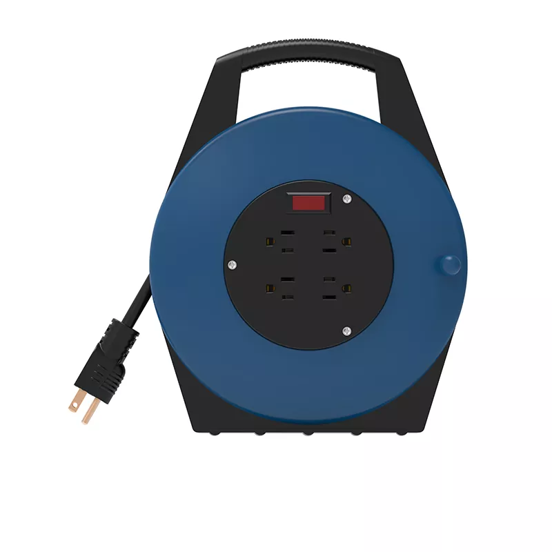 4 outlet USB plastic cord reel 25ft